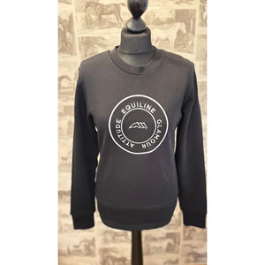 Equiline Sweatshirt Glamour Kollektion in Schwarz mit glänzendem Logo-Print und Strassdetails. Ideal kombinierbar mit Reithosen oder Jeans.