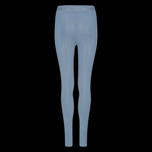 Rückansicht der KLKenna Kinder Reitleggings Sommer in Hellblau mit Silikonvollbesatz für optimalen Halt im Sattel. Perfekt für warme Tage.