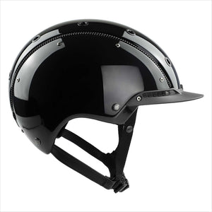 Casco Reithelm Champ 3 Plus in Hochglanz-Schwarz mit Disk-Fit Vario System. Eleganter Reithelm mit kratzfester Handlackierung für Reitsport.