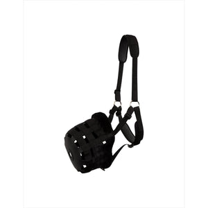 BR Fressbremse, Maulkorb, Weidemaske Schwarz in Größe full aus robustem Nylon mit verstellbaren Riemen für Pferde. Ideal für kontrollierte Futteraufnahme auf der Weide.