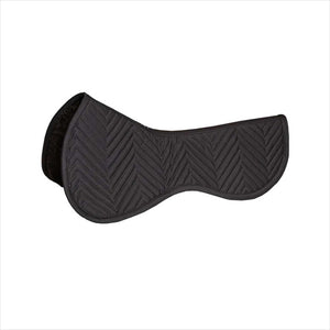 L`Evoine Alpaka Dressur Sattelpad in Schwarz mit stoßdämpfender Fellunterlage. Ideal für hohen Widerrist und direkten Pferderückenkontakt.