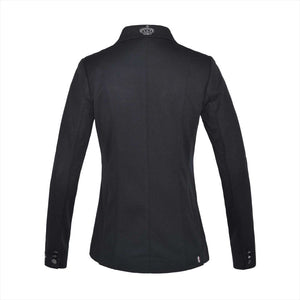 Rückansicht des Kingsland Turniersakkos Tilly mit Strass-Stickerei am Kragen und figurbetonter Passform für stilvolle Turnierbekleidung.