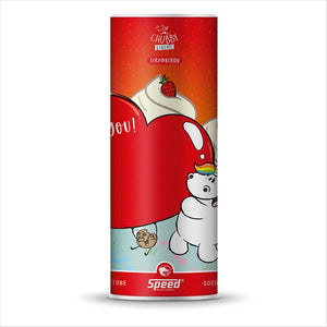 Zuckerfreie Speed Leckerlis Pummeleinhorn Erdbeer in zylindrischer Dose, ideal als fruchtiger Pferdesnack mit Erdbeergeschmack.