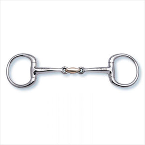 Stübben Olivenkopfgebiss Edelstahl mit Kupfer-Mittelstück 14mm, doppelt gebrochene Trense für Pferde aus der Steel Tec Kollektion.
