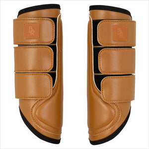 BR Gamaschen Neopren Schutz in Braun mit stoßdämpfendem Futter und Klettverschlüssen. Ideal für Pferdebeinschutz im Reitsport.