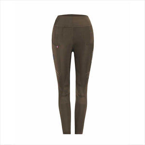 Cavallo Reitleggings Lin Grip RL in Braun mit ergonomischem Bund und Handytaschen, ideal für Reitsport mit Vollbesatz-Grip und flachen Nähten.