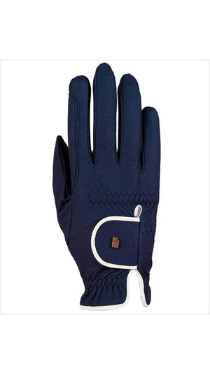 Navyfarbene Sommerhandschuhe Lona von Roeckl mit weißem Besatz. Ideal für Reiter, die Wert auf Stil und Funktion legen.