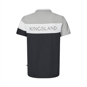 Rückansicht des Kingsland Herren Polo Shirt KLNasim mit großem KINGSLAND-Schriftzug. Funktionales Sommer-Poloshirt mit 4-Wege-Stretch im Sale.