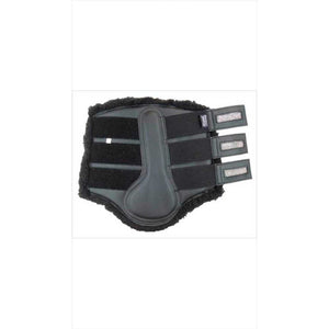 Equest Soft Gamaschen Kunstleder in Schwarz mit Kunstfell-Futter und Glitzer-Klettverschluss. Stoßabsorbierend für Vorder- und Hinterbeine.