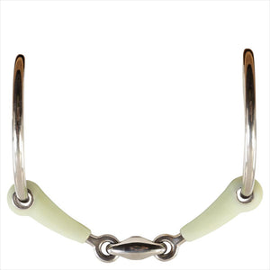 Detailansicht der BR Apple Mouth Wassertrense mit FDA-zugelassenem Kunststoffmundstück. Optimale Passform und hohe Akzeptanz bei Pferden.