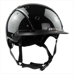 Casco Helm Champ 3 Plus glänzend schwarz mit Logo und Belüftung. Hochwertiger Reithelm inkl. Hardcase für sicheren Outdoor-Einsatz.