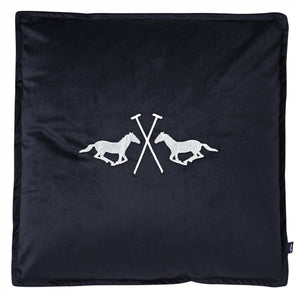 HV Polo Kissen Kelly in Schwarz mit gesticktem Polo-Logo, Teil der neuen Kollektion. Elegantes Accessoire für Reitsport- und Wohnstil.