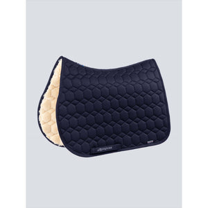 Equiline Schabracke Kunstfell - Basic Collection in Dunkelblau mit wabenförmiger Steppung und weicher Kunstfellunterlage für optimalen Komfort.