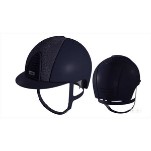 Kep Cromo 2.0 Reithelm - Textil Glitter in Dunkelblau mit Glitzereinsatz, Vorder- und Rückansicht, CE EN 1384 + VG1 zertifiziert.