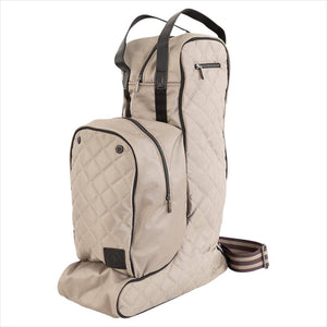 BR Combo Stiefeltasche kaufen | Getrennte Fächer, Helmfach – Beige Stiefeltasche mit gestepptem Design, Frontfach und Tragegriffen für Reiter.