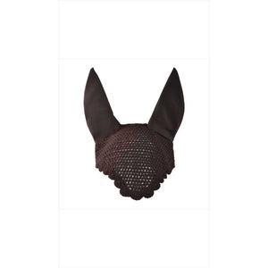 Braune Eskadron Fliegenmütze ohne Kordel aus der Basic Kollektion, gehäkeltes Design mit elastischen Ohren für optimalen Insektenschutz beim Reiten.