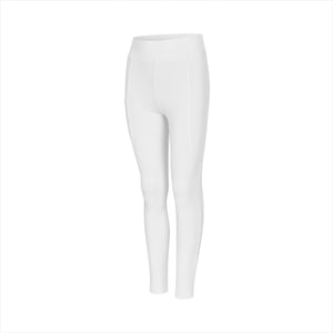 KLMelody Reitleggings Junioren - Full-Grip in Weiß, Vorderansicht. Kinderreithose mit 4-Wege-Stretch für Turnier und Training.