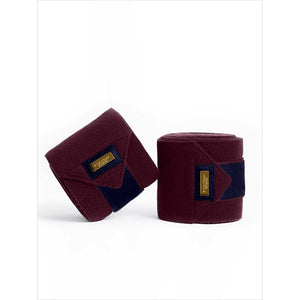 Equestrian Stockholm Fleecebandagen - 4er-Satz in Purple Gold, 4m lang, ideal für Pferdebeinschutz im Reitsport, passend zur Kollektion.