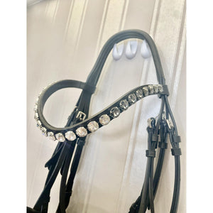 Otto Schumacher Kandare Venedig XS Lack Fineline silver shade, Stirnriemen Rivoli XL silver shading bei shop.reitsport-loew.de