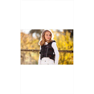 Kerbl Sicherheitsweste für Kinder beim Reiten, mit reflektierenden Streifen und Klettverschlüssen für optimalen Schutz und Passform.