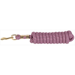 Harrys Horse Pferdeführstrick Karabinerhaken 3m in Pink-Schwarz mit goldfarbenem Haken. Langer Polypropylenstrick für sicheres Anbinden von Pferden.