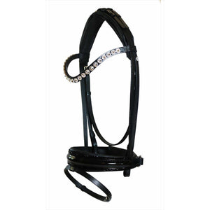Schumacher Trense Warendorf Feel Good Lack Zierkeder schwarz Stirnriemen Rivoli XL Crystal #SALE