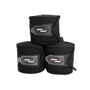 Eskadron Bandagen Fleece Pferde in schwarz aus der Basic Collection. Robuste Bandagen mit starkem Klettverschluss für Pferdebeine.