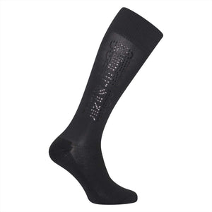 euro-star Reitsocken Picky Kniestrümpfe in Schwarz mit glänzendem Schriftzug. Sommerliche Kniestrümpfe im SALE für Damen.