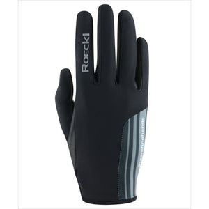Reithandschuhe Messara Sommer in Schwarz von Roeckl mit elastischem Nylon und rutschfestem Griff für präzises Reiten im Sommer.
