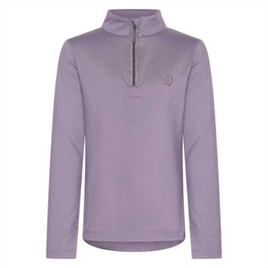 Imperial Riding Kinder Langarmshirt IRHAbby in Flieder mit Glitzerdetails und halbem Reißverschluss aus der Winterkollektion 2024.