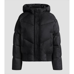 BOSS Damen Bomberjacke Marsha in Schwarz mit Kapuze, wasserabweisend und leicht gefüttert. Ideal für Reitsport und Freizeit im Winter 2025.