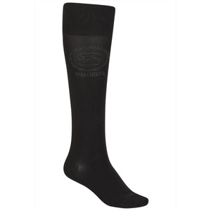 Schwarze PIKEUR Reitsocken Sports aus der Herbst-/Winterkollektion mit Pikeur-Logo und hohem Bund. Dünne, funktionale Kniestrümpfe für Damen.