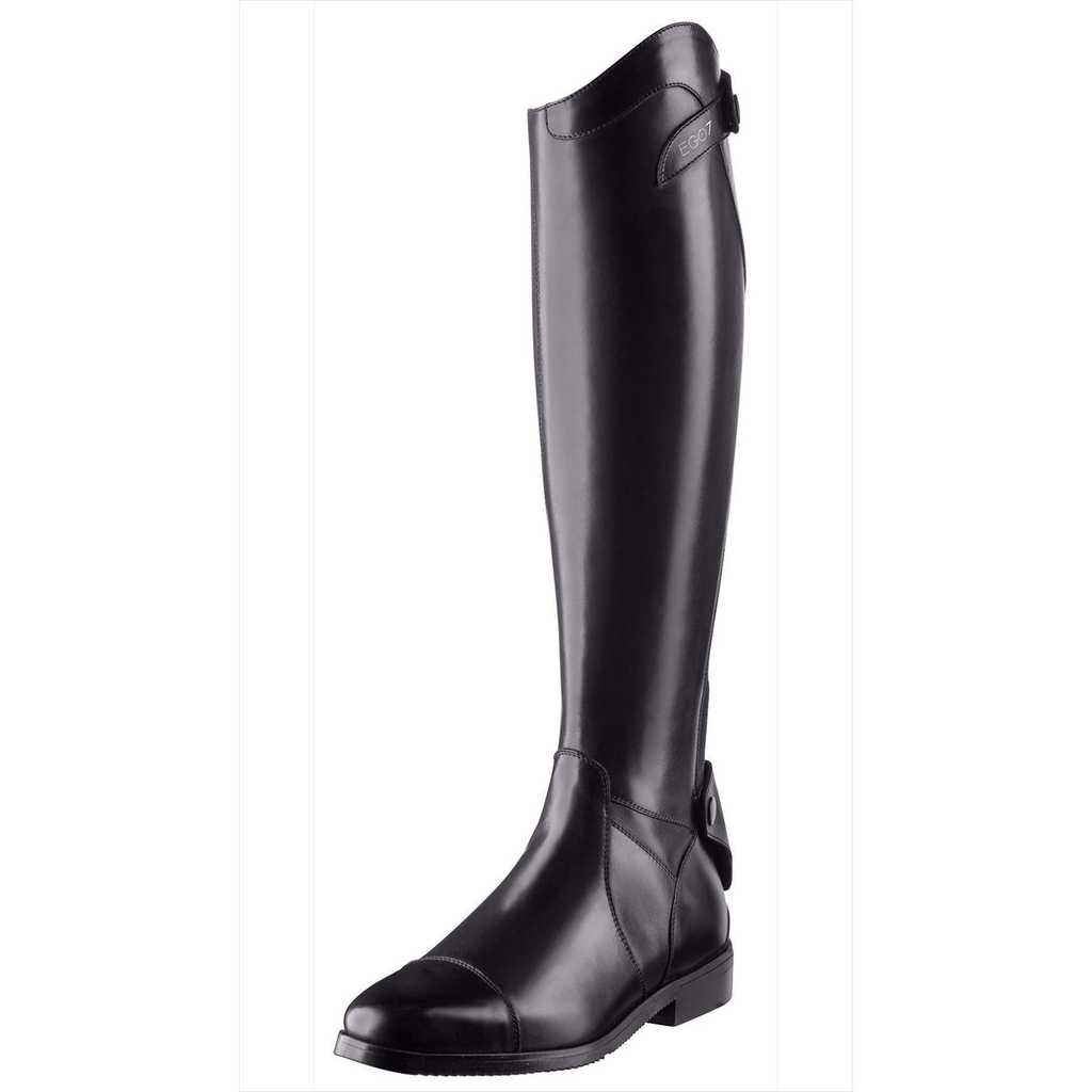 EGO7 Aries Reitstiefel kaufen – eleganter schwarzer Lederstiefel mit Sporenhalter und feiner Stickerei für sicheren Halt beim Reiten.