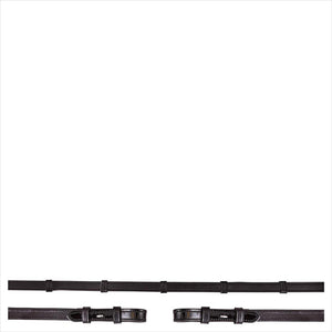 BR Antislip Zügel aus Lackleder mit gummierter Unterseite und Martingalschiebern, ideal für sicheren Halt beim Reiten.