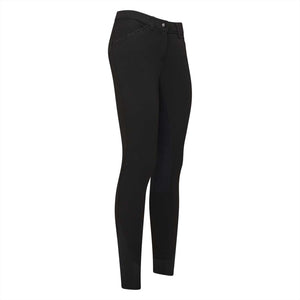 Schwarze Damen Reithose Elodie mit Silikon-Vollbesatz und Glitzer-Details, ideal für Reitsport und stilvolle Outdoor-Aktivitäten.