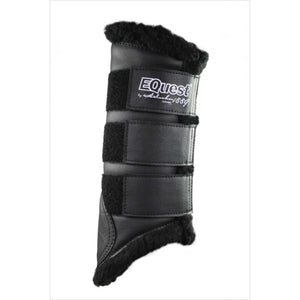 Equest Softgamaschen Kunstfell in Schwarz mit schwarzem Innenfutter. Robuste Gamaschen mit stoßdämpfender Wirkung für den täglichen Einsatz.