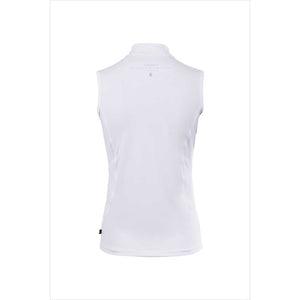 Rückseite des Cavallo ärmellosen Turniershirts 4531 in Weiß, leichtes, schnelltrocknendes Material für Reiterbekleidung im Sommer.