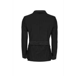 Rückansicht des Kingsland Turniersakkos Softshell Strass in Schwarz mit Strassverzierungen an Kragen und Taille. Ideal für stilvolle Turnierauftritte.