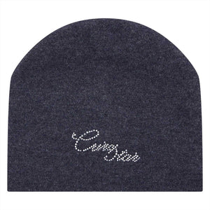 euro-star Mütze ESArista Winterkollektion in Dunkelblau mit Glitzerschriftzug. Stylische euro-star Wintermütze aus Wolle und Polyamid.