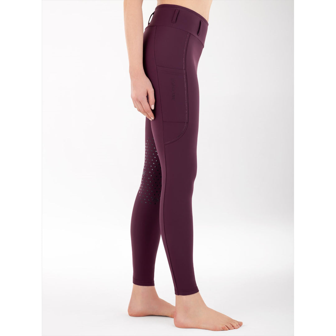 Equiline Winterreitleggings Geggifh Fullgrip Winter 2025 / 2026 in Bordeaux mit seitlicher Handytasche und Silikonbesatz für Damen.