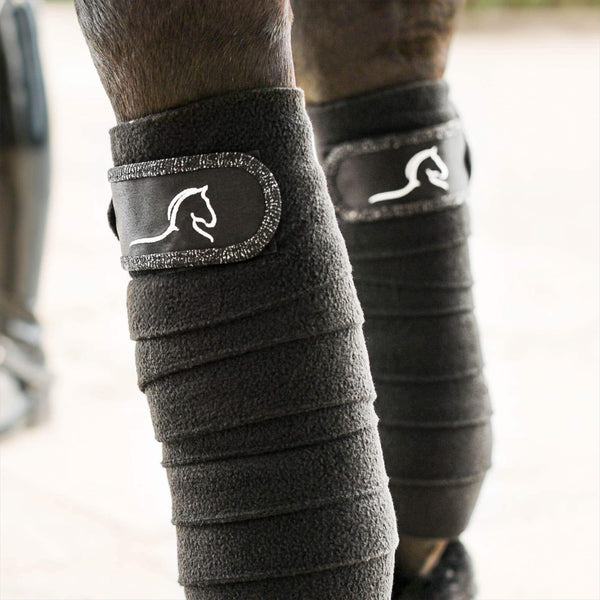 Black Equestrian Fleece Bandages Collection 