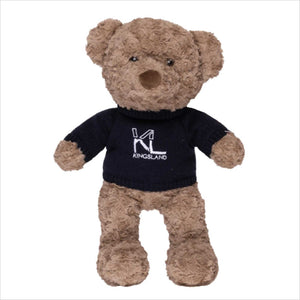 Kingsland Teddybär KLVinnie mit dunkelblauem Pullover und gesticktem Logo, perfektes Accessoire der Winterkollektion Geschenkidee 2024.