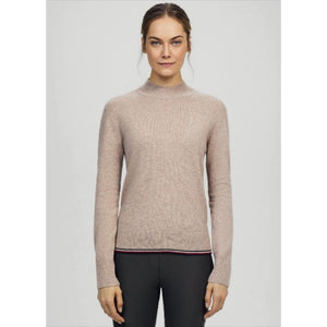 Tommy Hilfiger Equestrian Kaschmir Pullover Ellery in Beige für Damen aus der Herbst-/Winterkollektion 2026, mit feinem Strickmuster und Stehkragen.