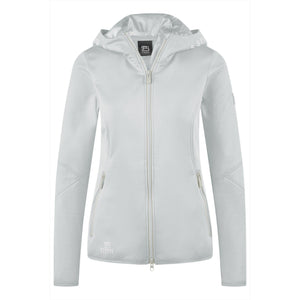 Pikeur Summerfleece Jacke kaufen - Sports | Damen Sweatjacke mit Kapuze, 2-Wege-Reißverschluss und Funktionsmaterial in Hellgrau, Vorderansicht.