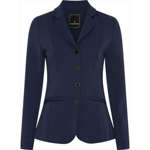 Equipage Turnierjacket Kinder in Dunkelblau mit Knopfleiste und Glitzerkragen. Langärmelig, dehnbar und maschinenwaschbar bei 30 Grad.