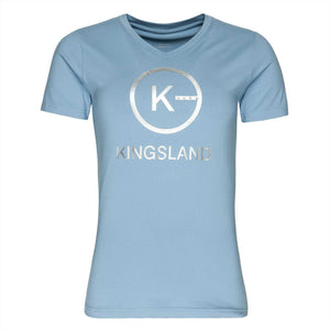 Kingsland T-Shirt KLHelena - Funktionsshirt kurzarm in Hellblau mit silbernem Logo und V-Ausschnitt, ideal für Frühjahr/Sommer 2024.