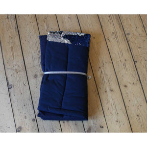 Bandagierunterlage 2er Set - Royal Wende-Pailletten in Dunkelblau mit silber-blauen Pailletten, ideal für Pferdebeinschutz, 45x50cm.