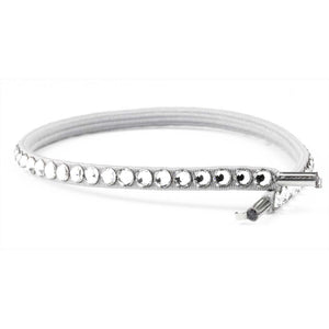 Silberne Casco Swarovski Biesen für Reithelme mit Glitzerstreifen. Perfektes Reithelm-Zubehör für eleganten und sicheren Reitstil.