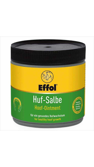 Effol Hufsalbe 500ml mit schwarzem Deckel, Hufpflegeprodukt mit Vaseline und Lorbeer zur Förderung gesunder Pferdehufe.