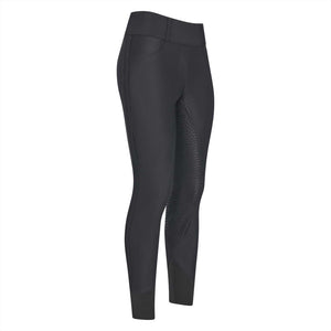HV Polo Reitleggings für Reiter in Schwarz mit Vollsilikon-Griff und 4-Wege-Stretch – ideal für Komfort und Stil beim Reiten.
